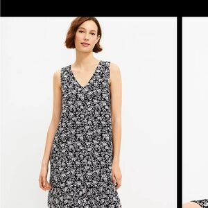 LOFT linen blend floral deep V flounce Sundress